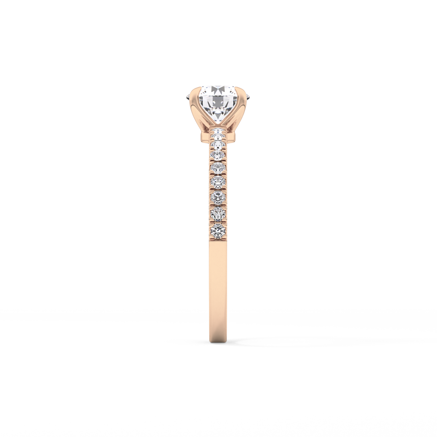 Round Pave Lab Grown Diamond Engagement Ring