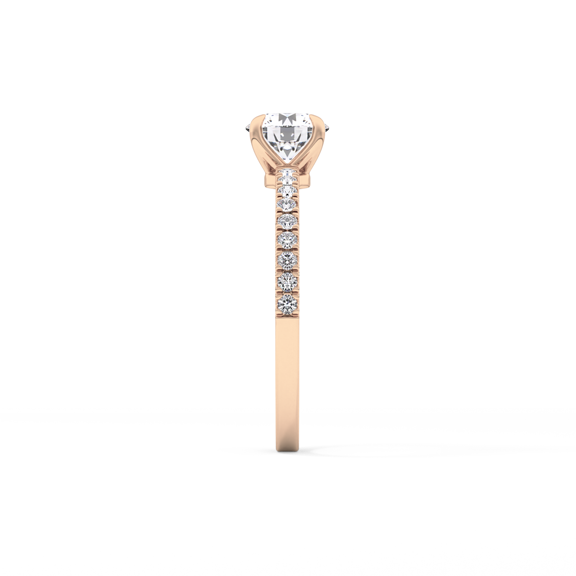 Round Pave Lab Grown Diamond Engagement Ring