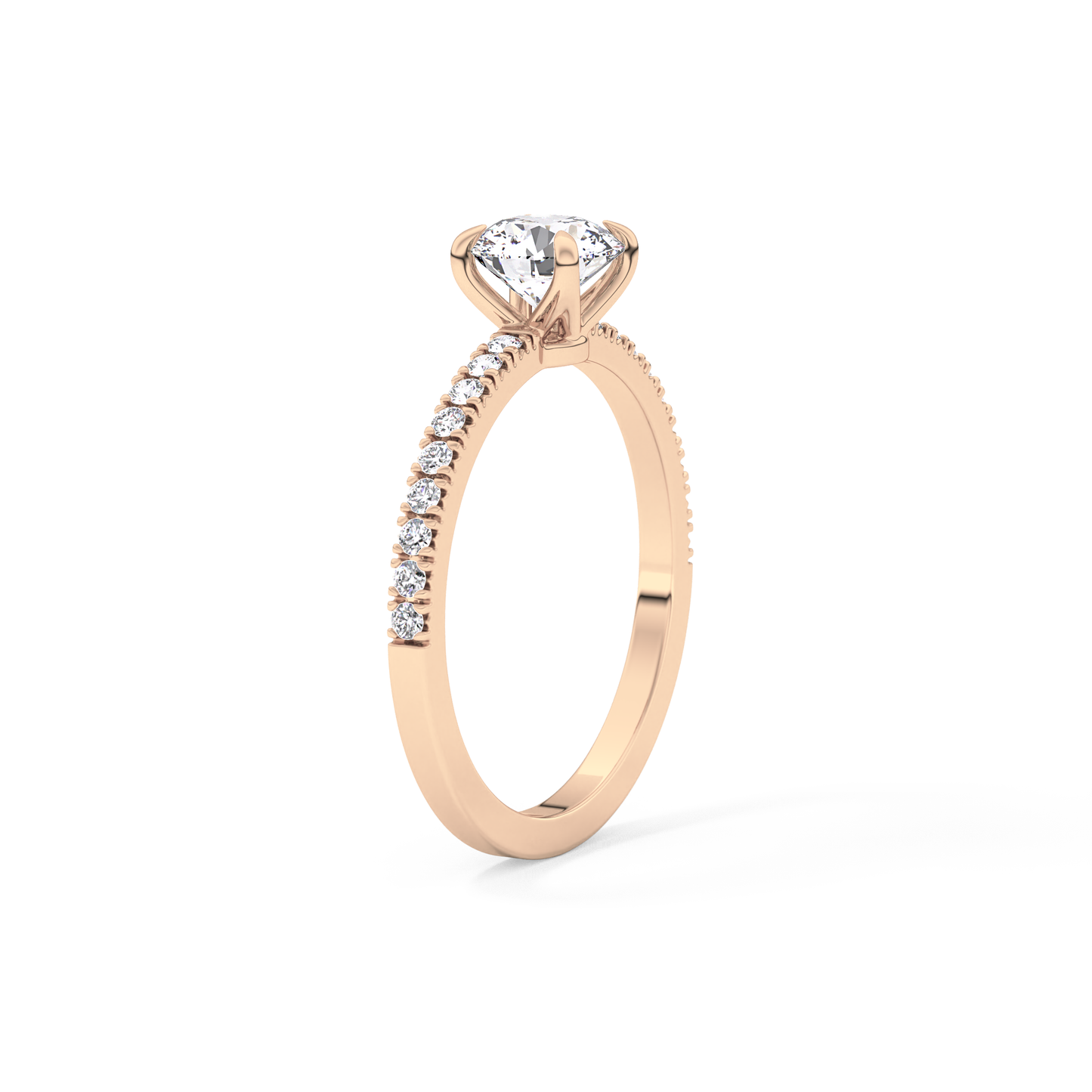 Round Pave Lab Grown Diamond Engagement Ring