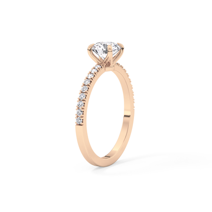 Round Pave Lab Grown Diamond Engagement Ring