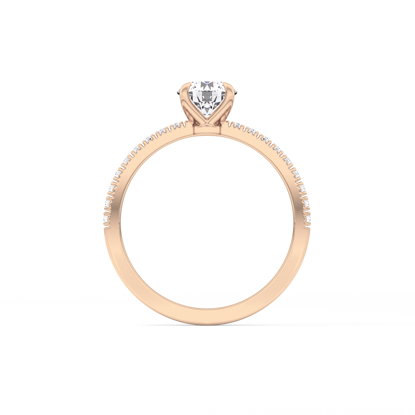 Round Pave Lab Grown Diamond Engagement Ring