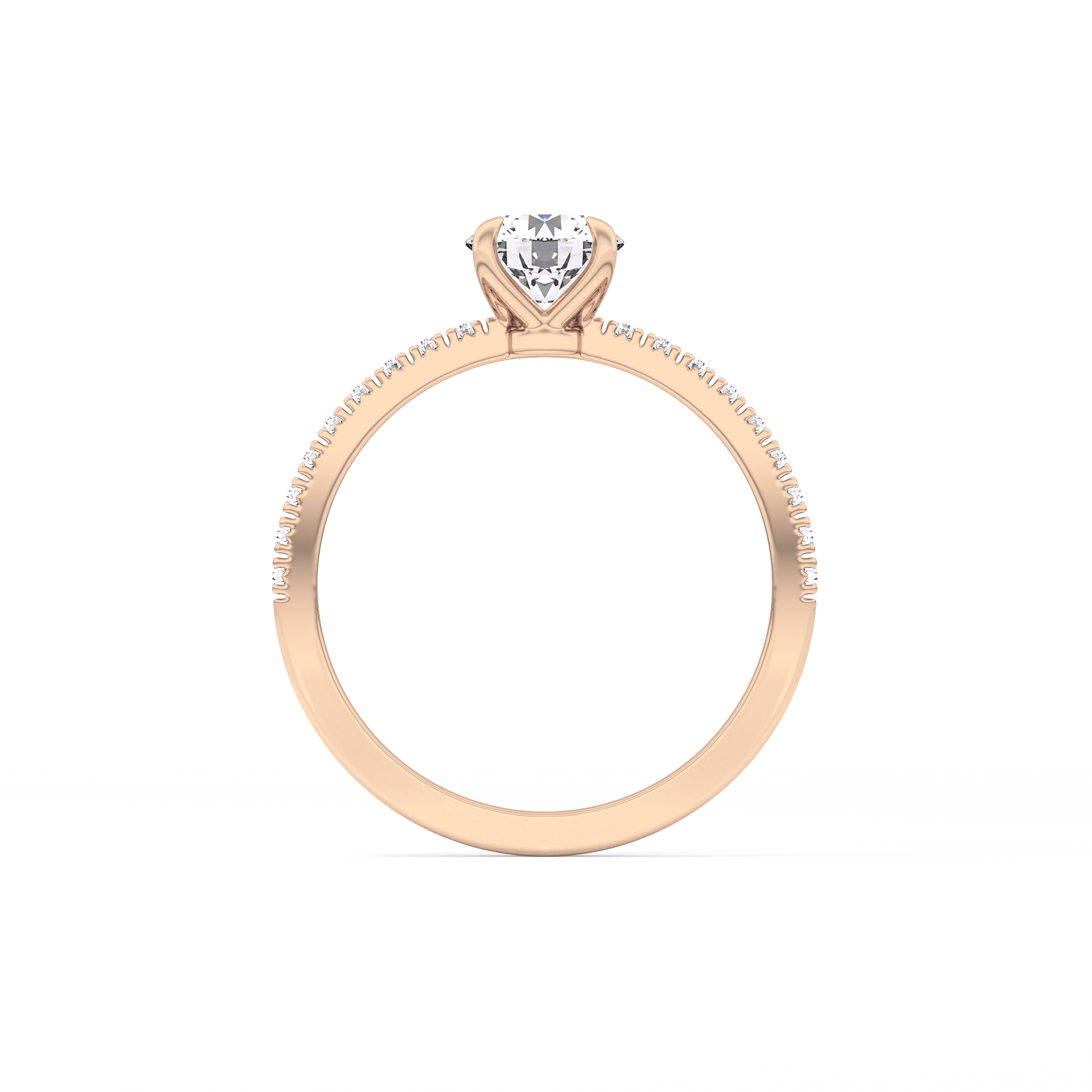 Round Pave Lab Grown Diamond Engagement Ring