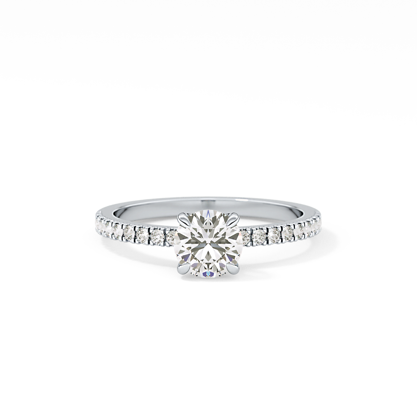Round Pave Lab Grown Diamond Engagement Ring
