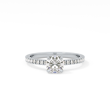 Round Pave Lab Grown Diamond Engagement Ring