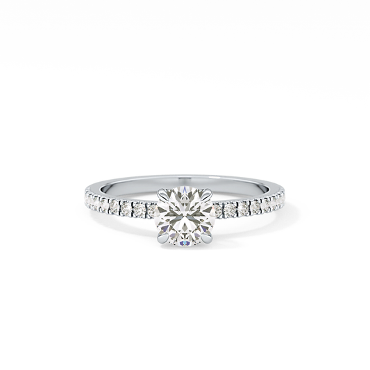 Round Pave Lab Grown Diamond Engagement Ring