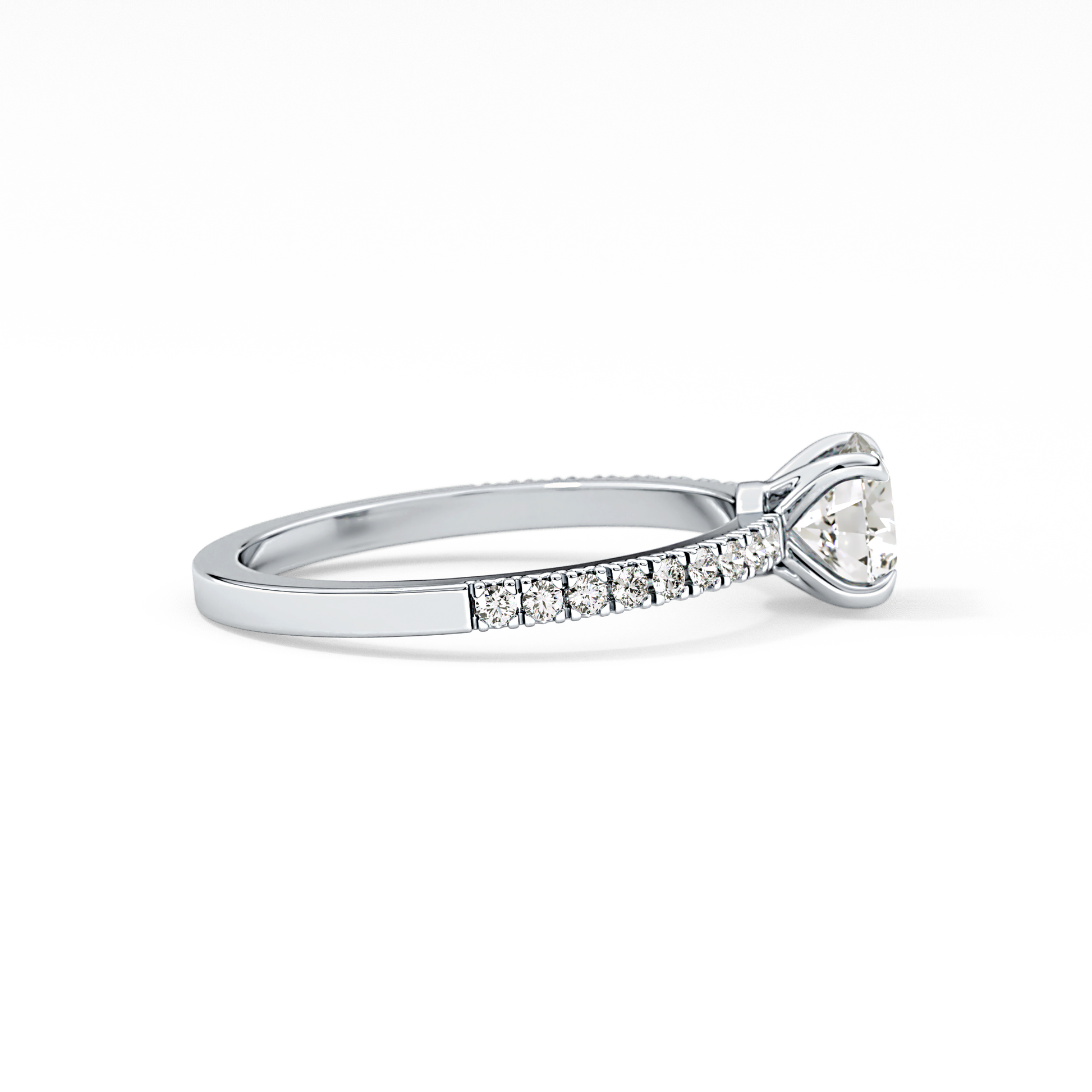 Round Pave Lab Grown Diamond Engagement Ring
