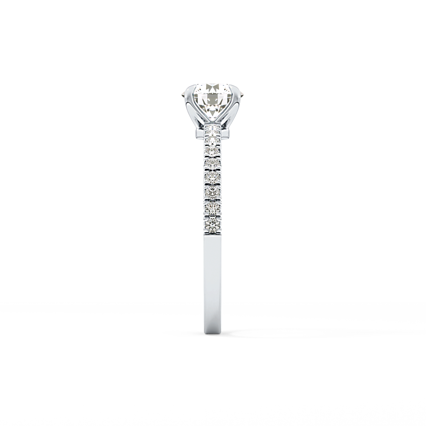 Round Pave Lab Grown Diamond Engagement Ring