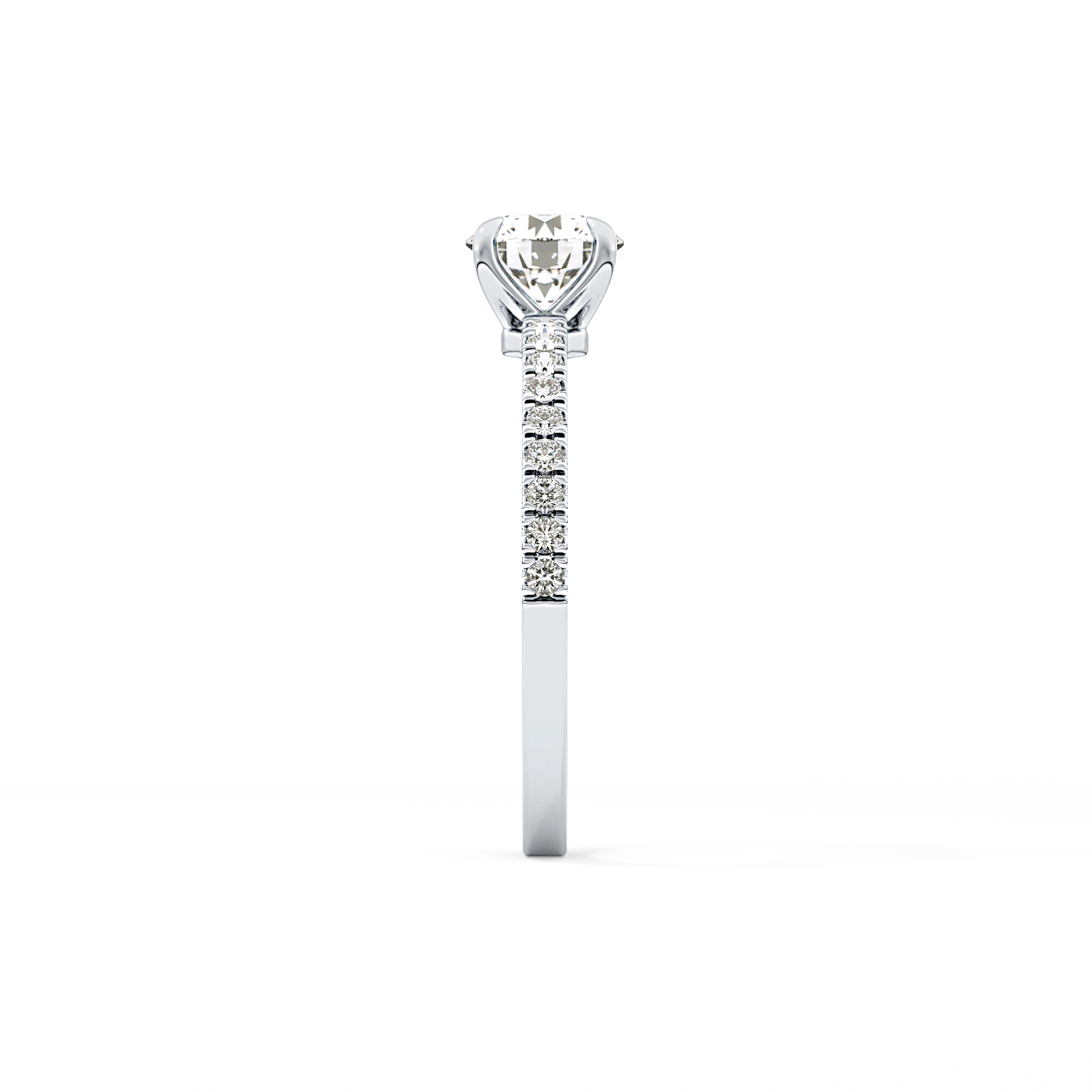 Round Pave Lab Grown Diamond Engagement Ring