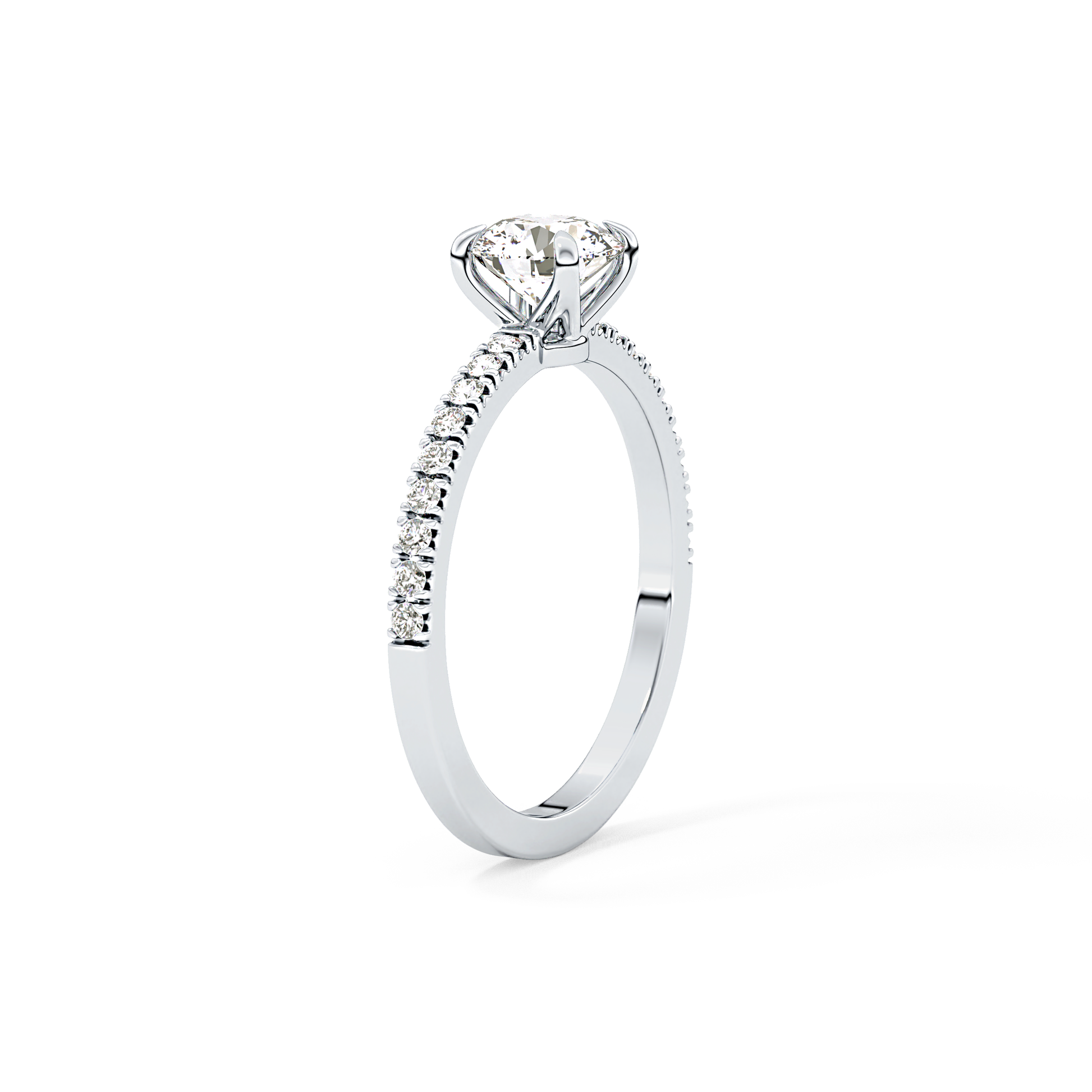 Round Pave Lab Grown Diamond Engagement Ring