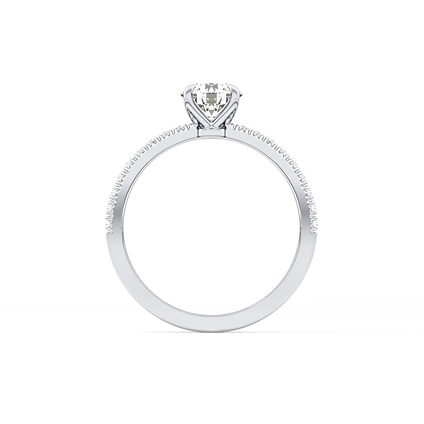 Round Pave Lab Grown Diamond Engagement Ring