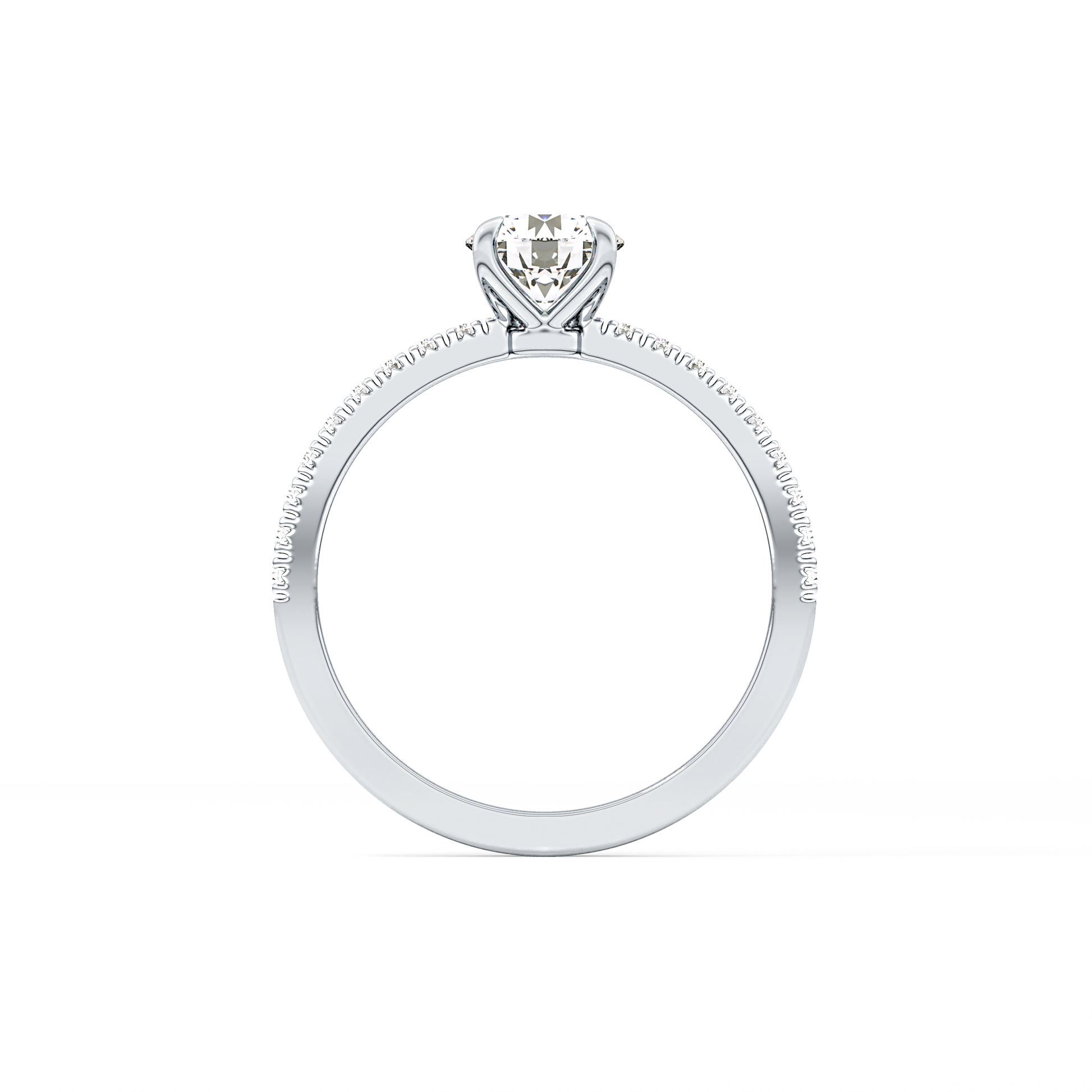Round Pave Lab Grown Diamond Engagement Ring