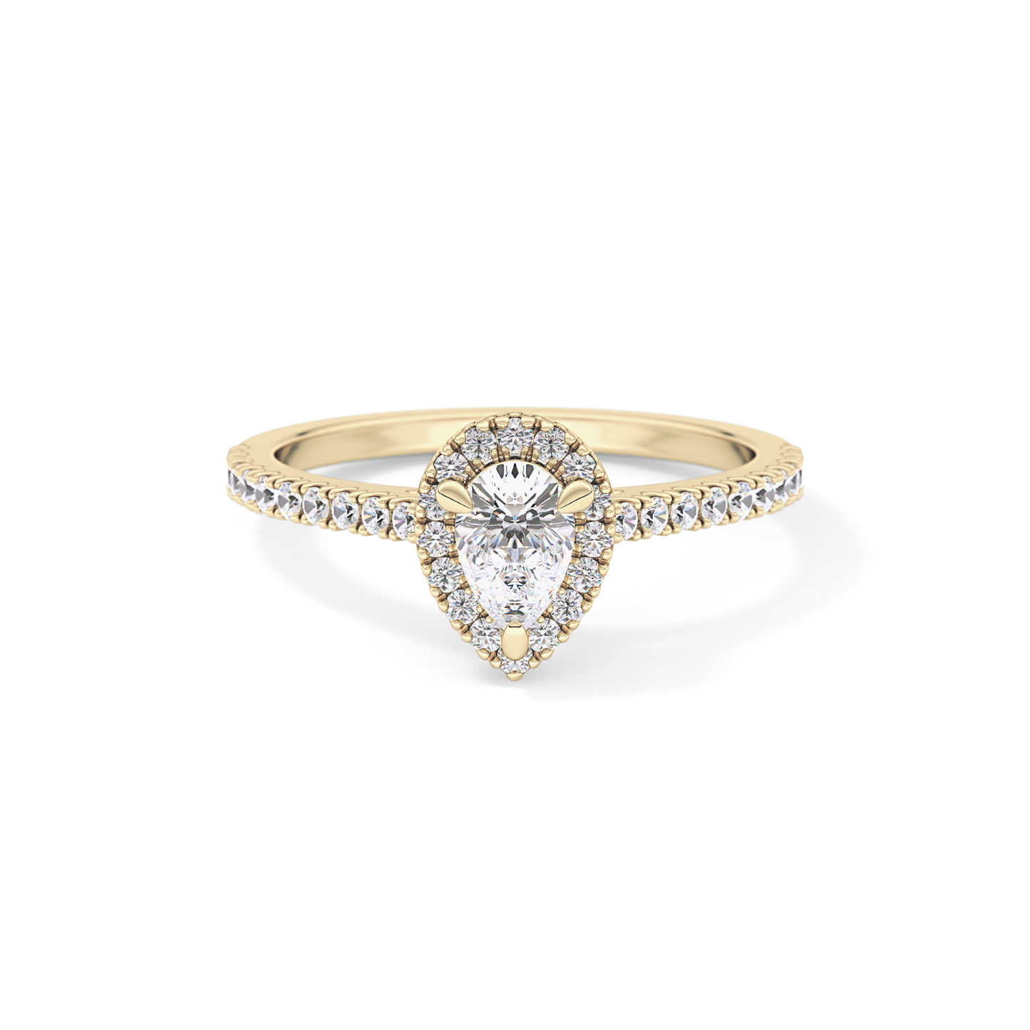 Pear Halo & Pave Lab Grown Diamond Engagement Ring
