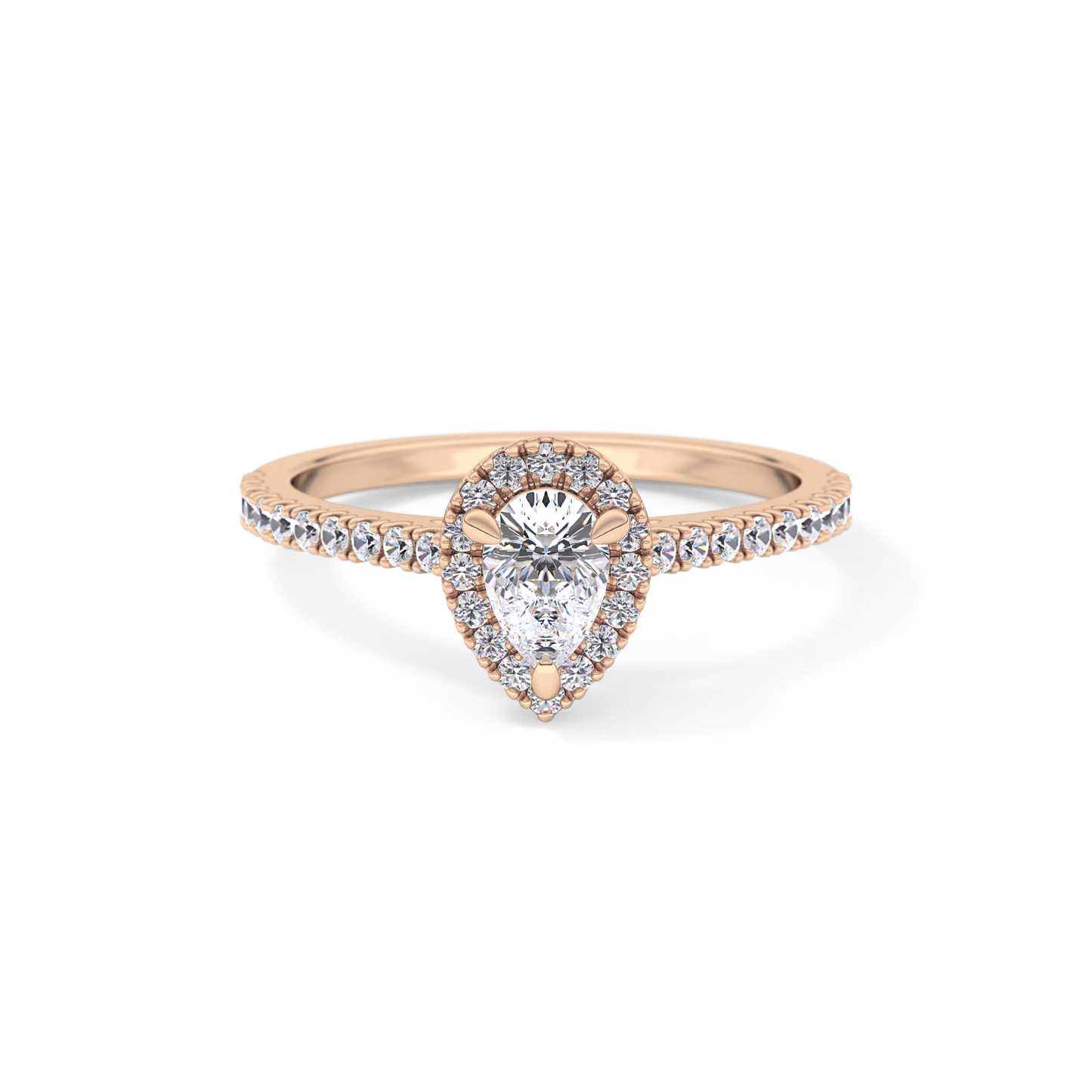 Pear Halo & Pave Lab Grown Diamond Engagement Ring