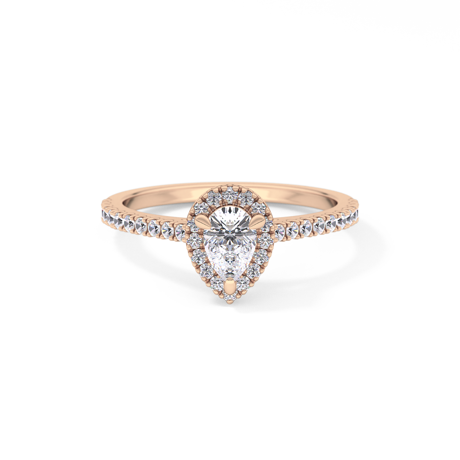 Pear Halo & Pave Lab Grown Diamond Engagement Ring