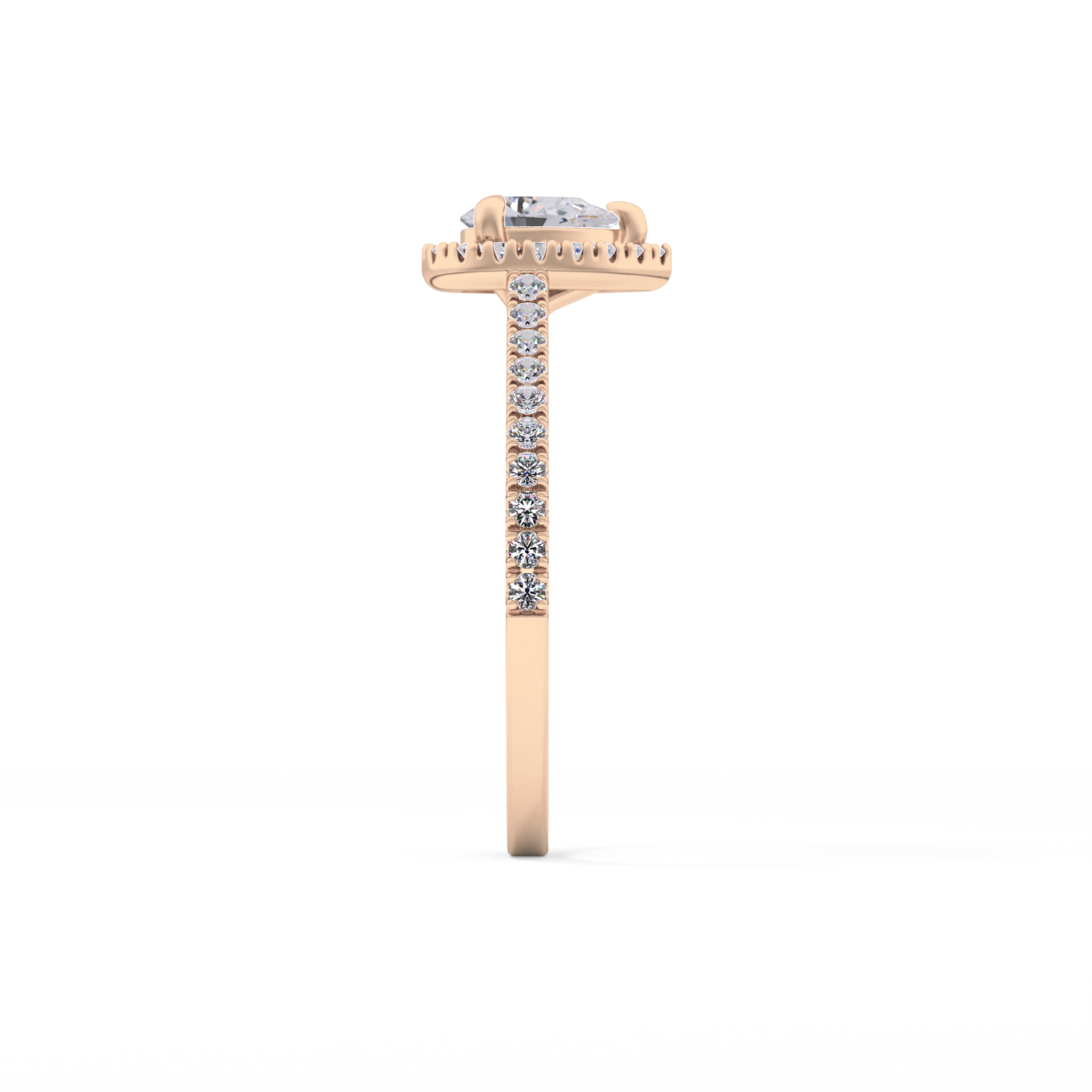 Pear Halo & Pave Lab Grown Diamond Engagement Ring