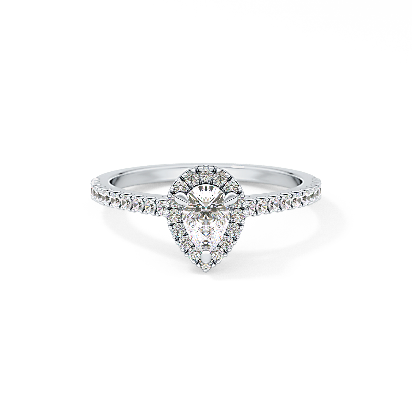 Pear Halo & Pave Lab Grown Diamond Engagement Ring
