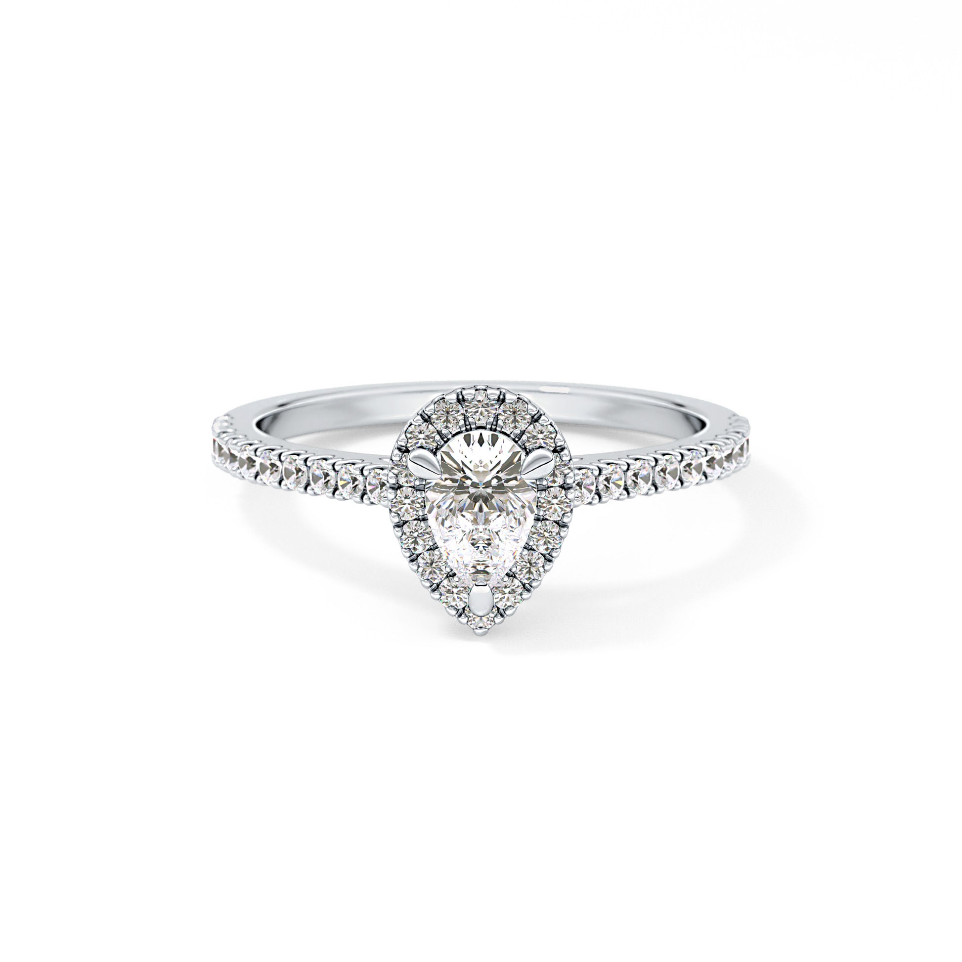 Pear Halo & Pave Lab Grown Diamond Engagement Ring