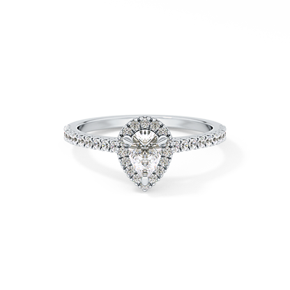 Pear Halo & Pave Lab Grown Diamond Engagement Ring