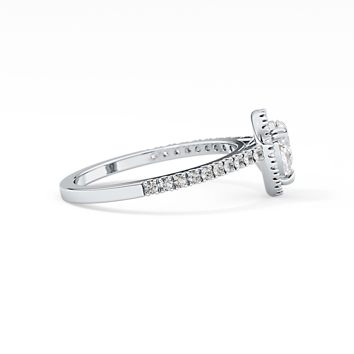 Pear Halo & Pave Lab Grown Diamond Engagement Ring
