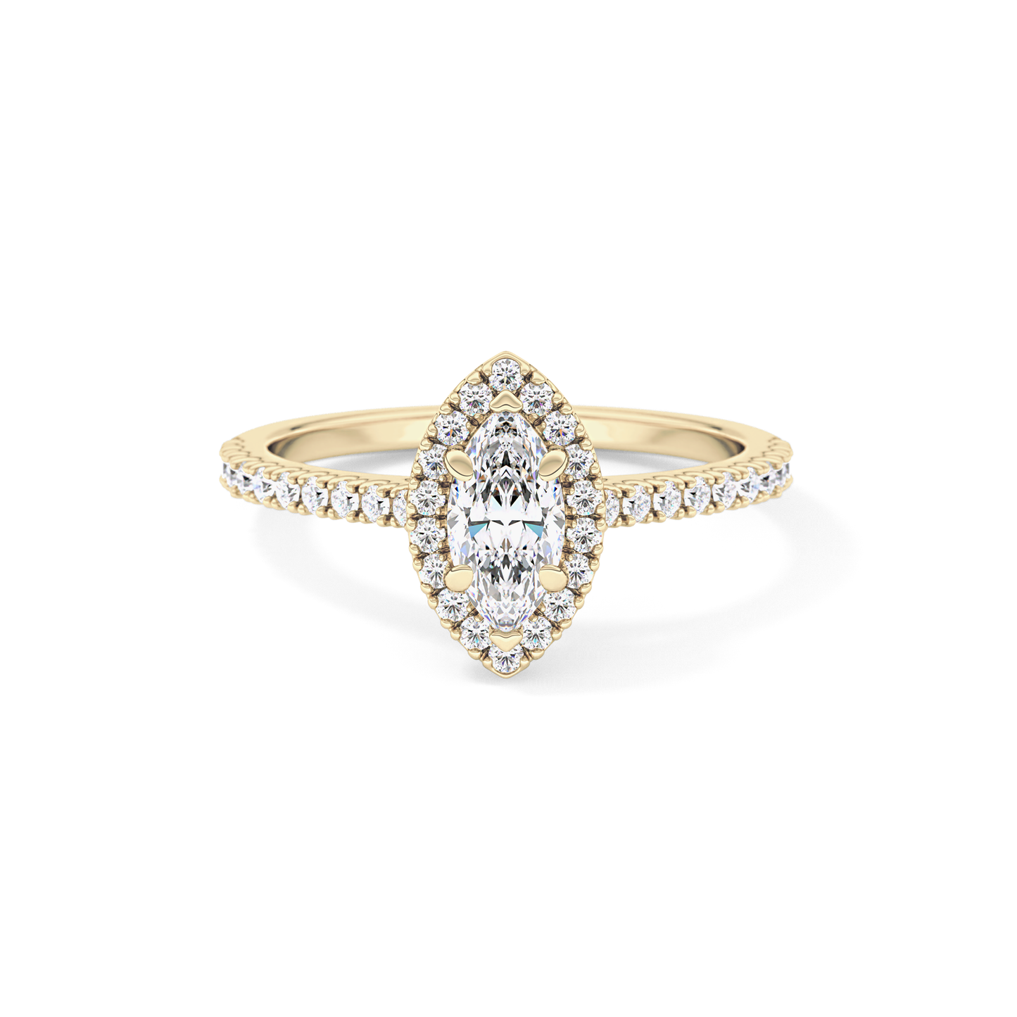 Marquise Halo & Pave Lab Grown Diamond Engagement Ring