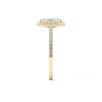 Marquise Halo & Pave Lab Grown Diamond Engagement Ring
