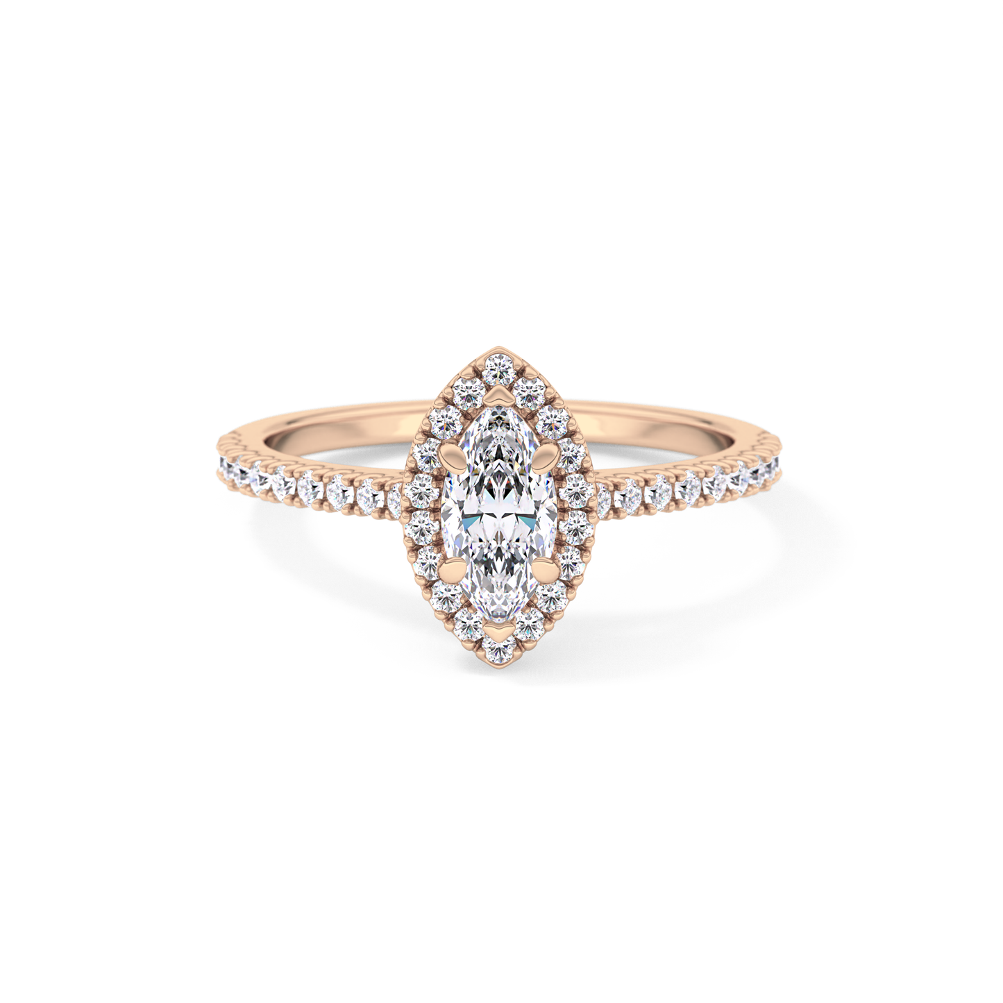Marquise Halo & Pave Lab Grown Diamond Engagement Ring