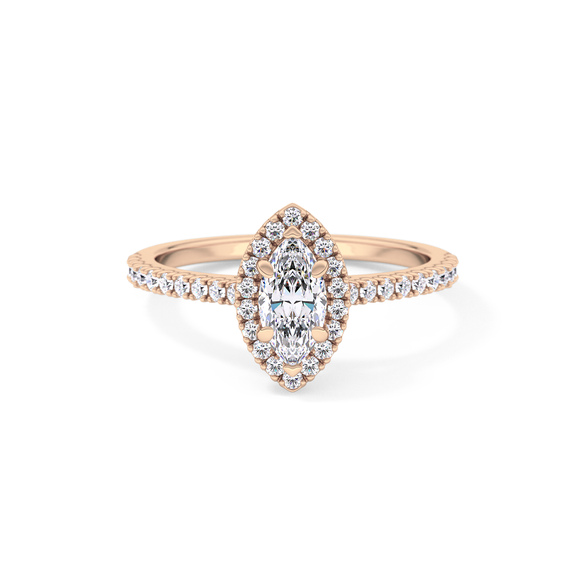 Marquise Halo & Pave Lab Grown Diamond Engagement Ring