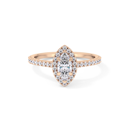 Marquise Halo & Pave Lab Grown Diamond Engagement Ring