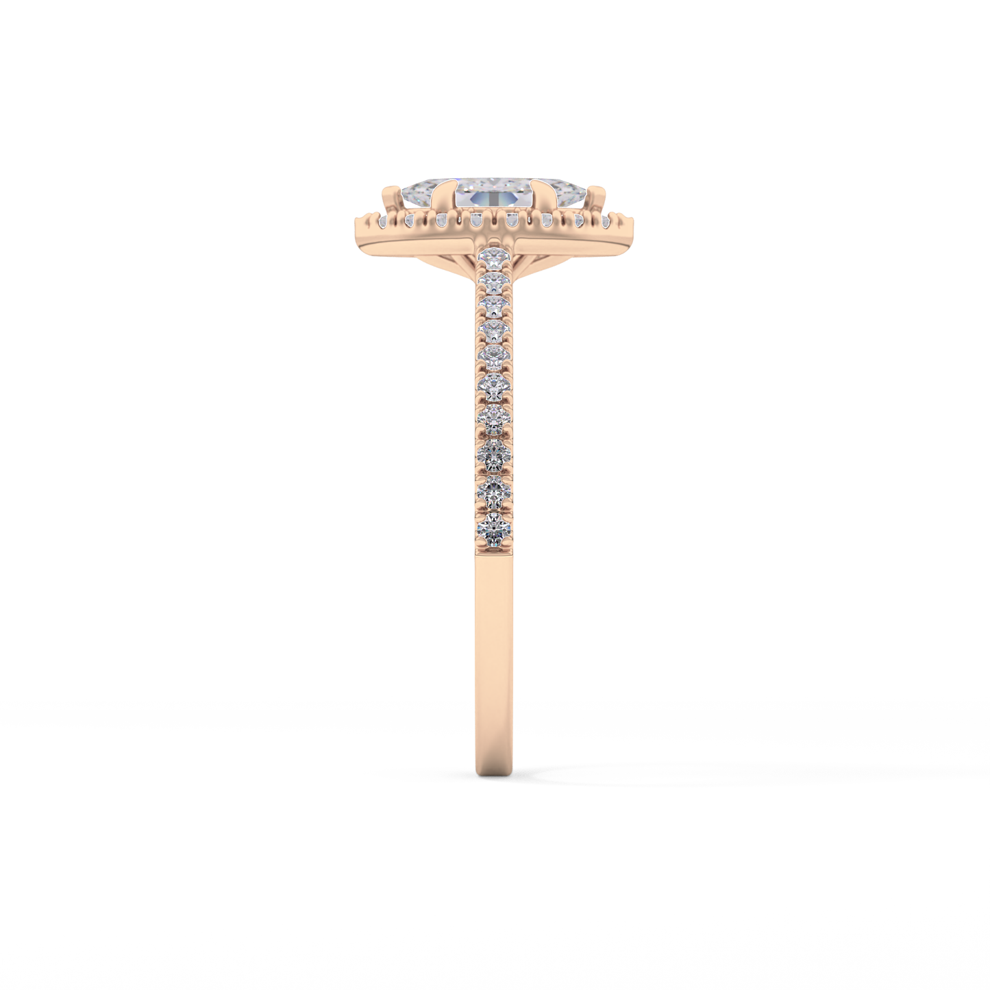 Marquise Halo & Pave Lab Grown Diamond Engagement Ring