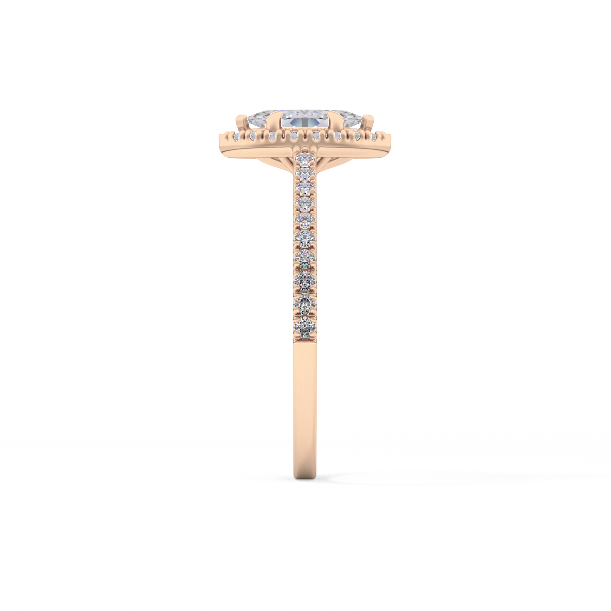 Marquise Halo & Pave Lab Grown Diamond Engagement Ring