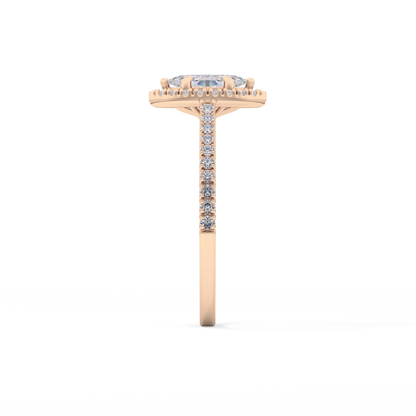 Marquise Halo & Pave Lab Grown Diamond Engagement Ring