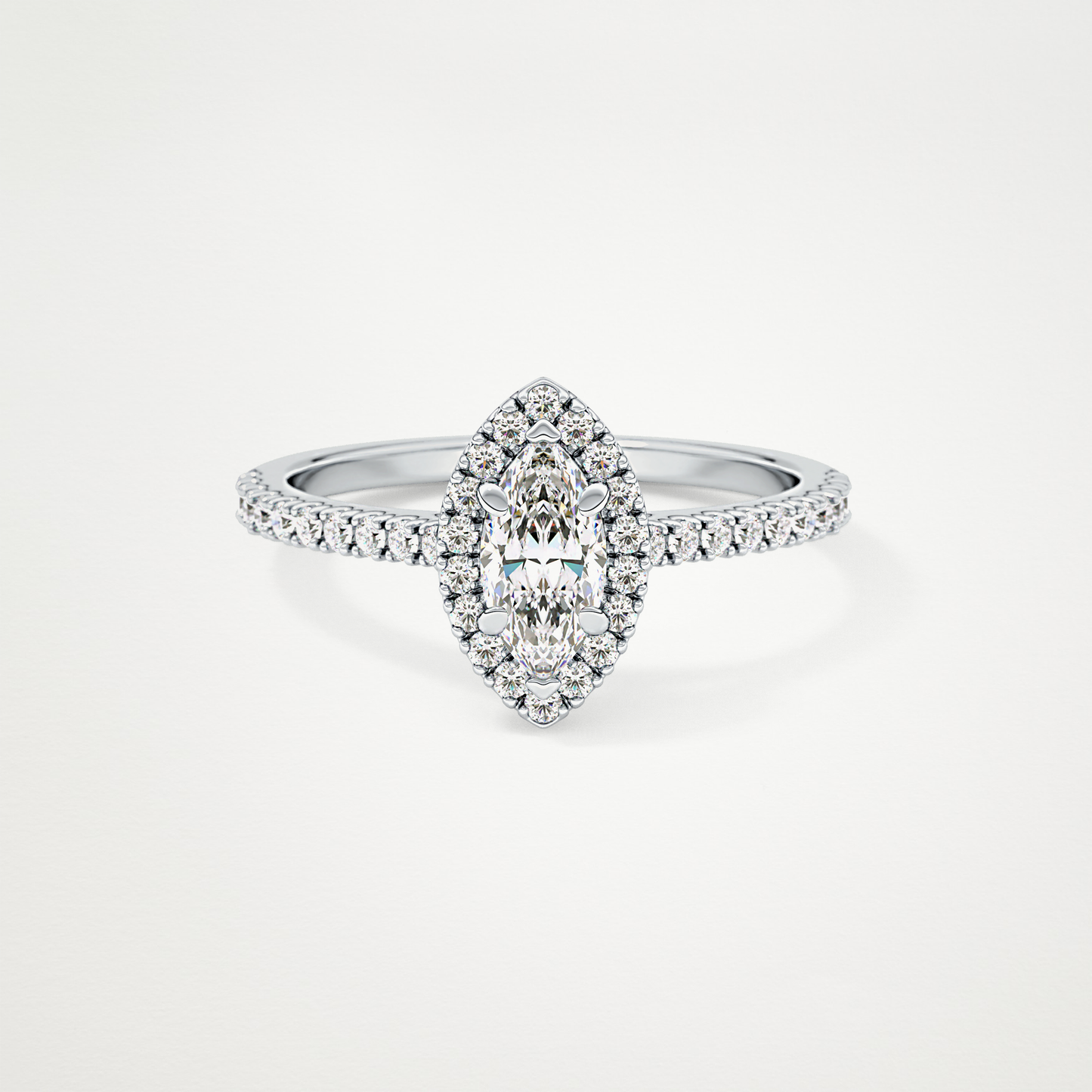 Marquise Halo & Pave Lab Grown Diamond Engagement Ring