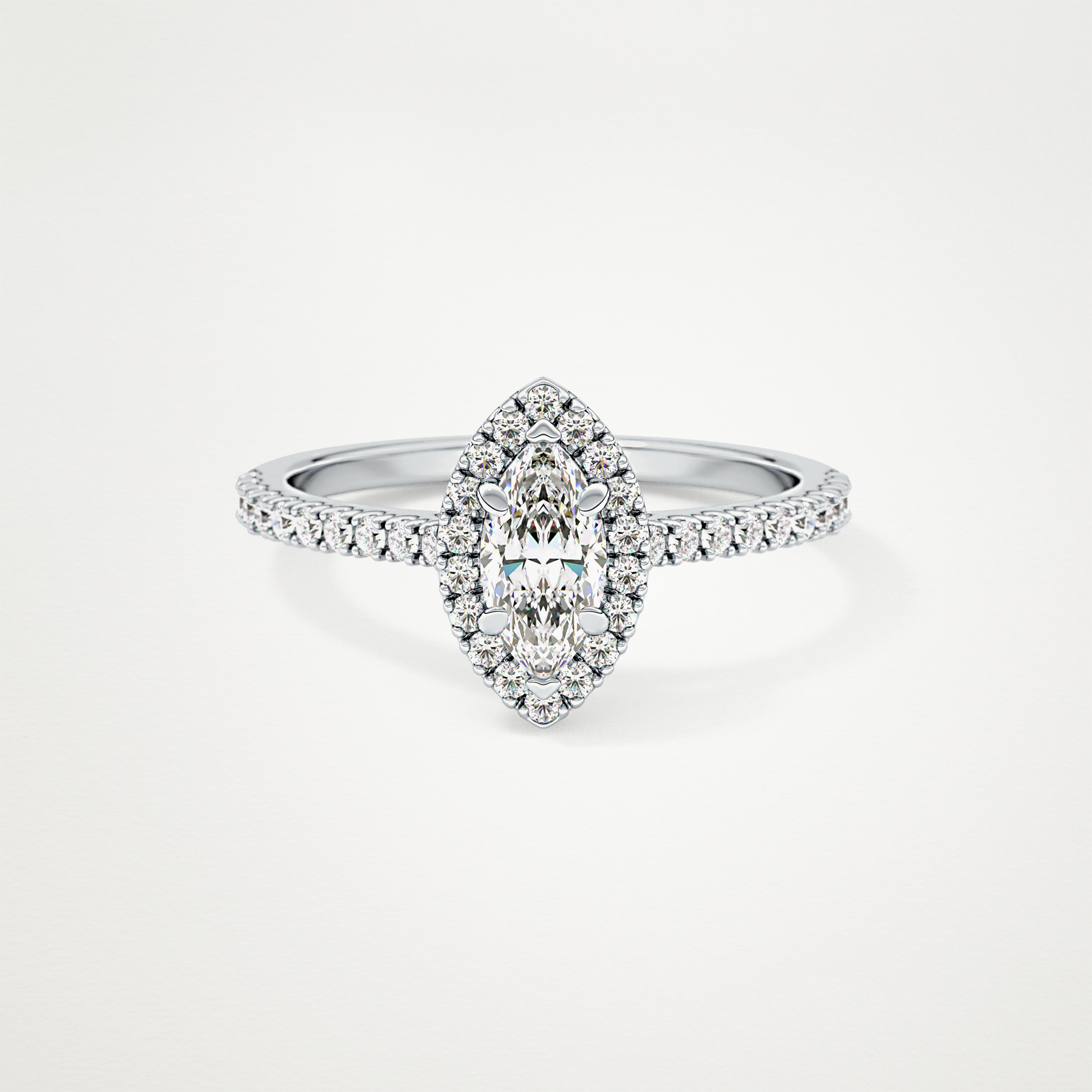 Marquise Halo & Pave Lab Grown Diamond Engagement Ring