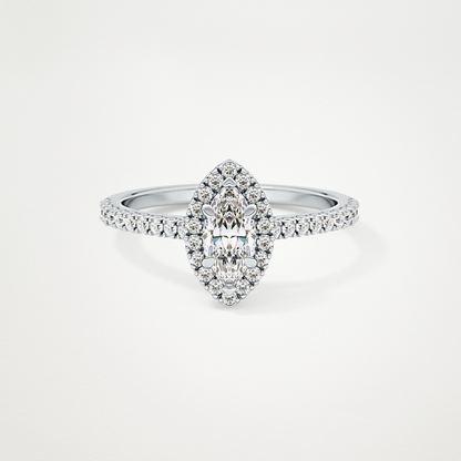 Marquise Halo & Pave Lab Grown Diamond Engagement Ring
