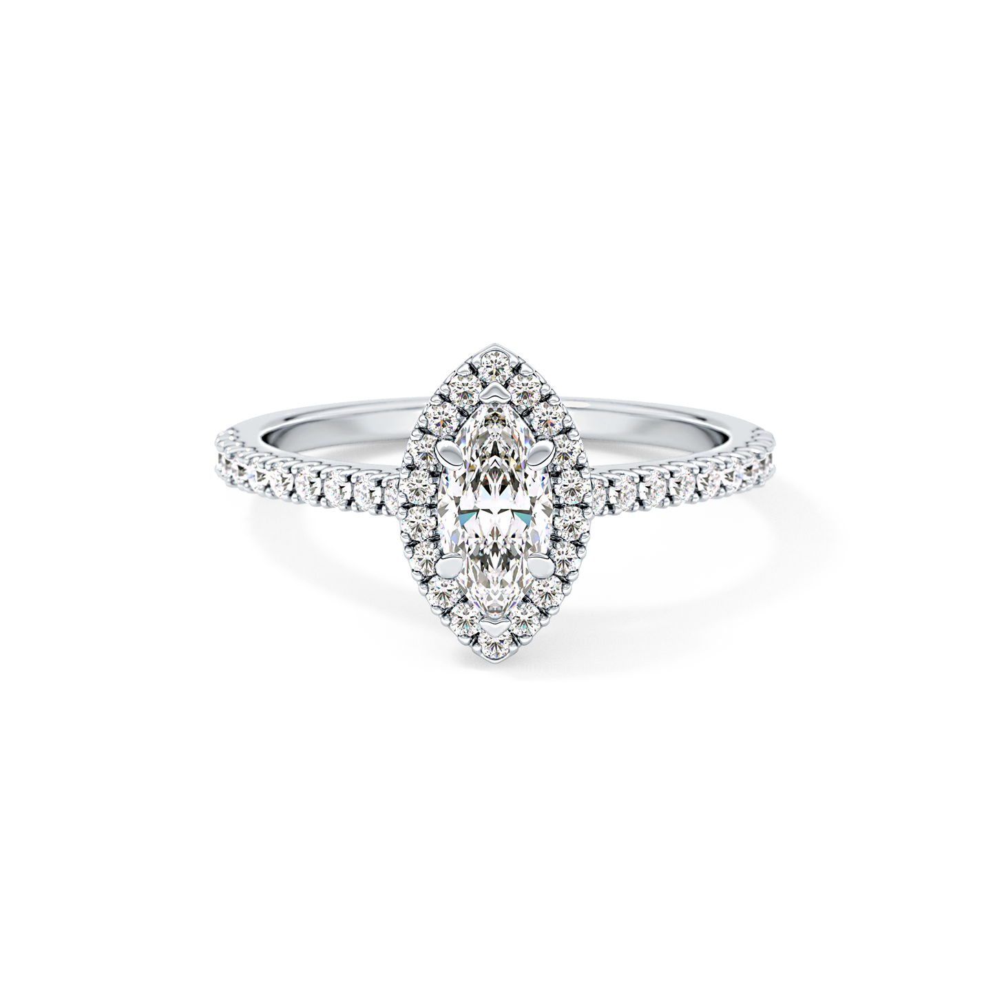 Marquise Halo & Pave Lab Grown Diamond Engagement Ring