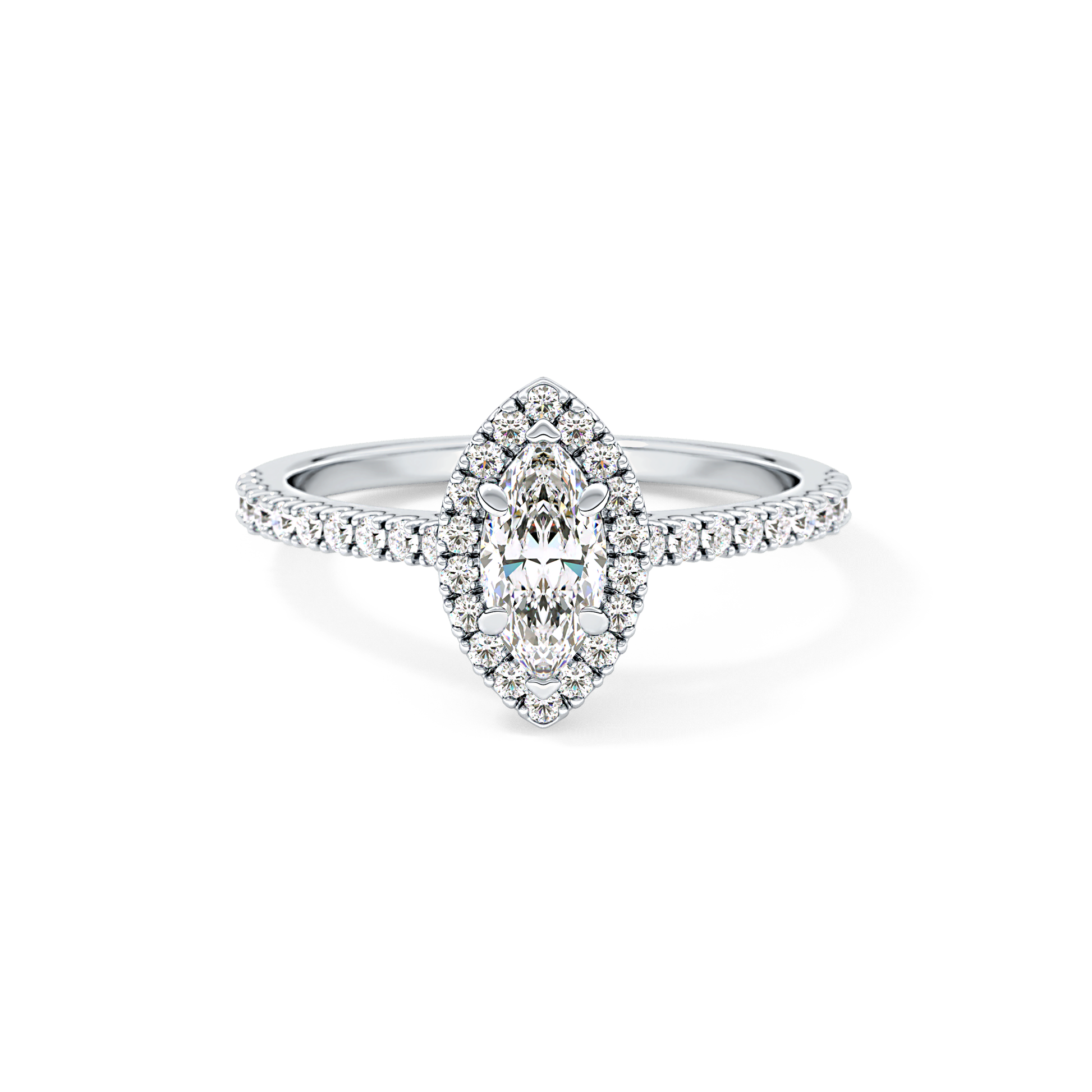 Marquise Halo & Pave Lab Grown Diamond Engagement Ring