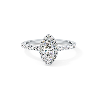 Marquise Halo & Pave Lab Grown Diamond Engagement Ring