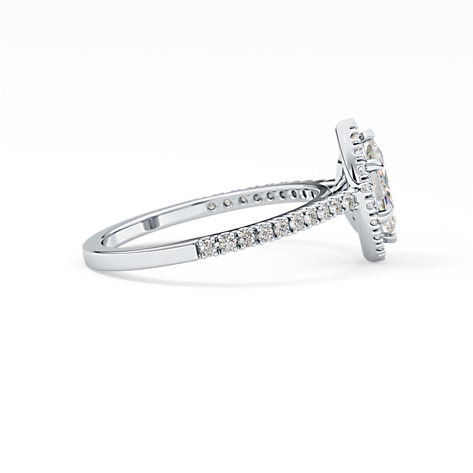 Marquise Halo & Pave Lab Grown Diamond Engagement Ring
