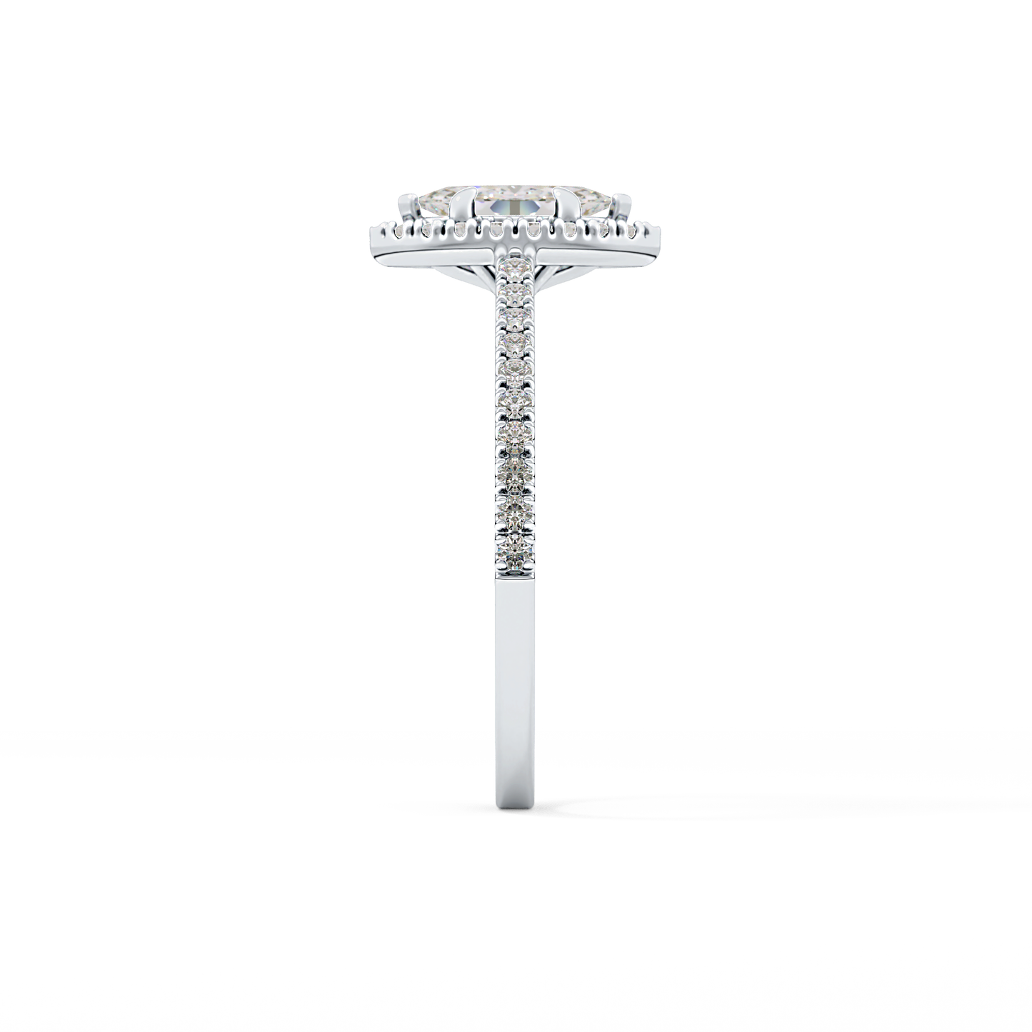 Marquise Halo & Pave Lab Grown Diamond Engagement Ring