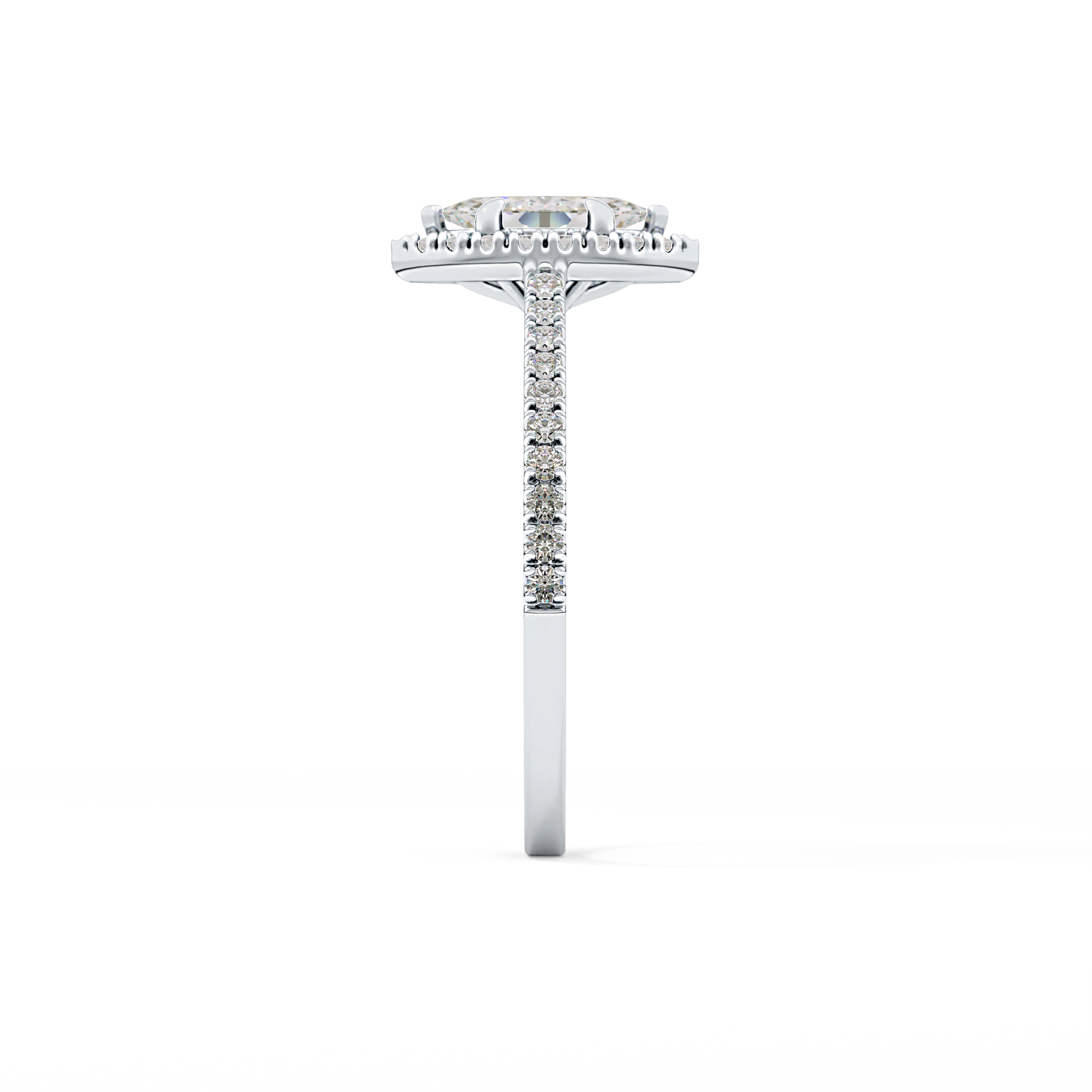 Marquise Halo & Pave Lab Grown Diamond Engagement Ring