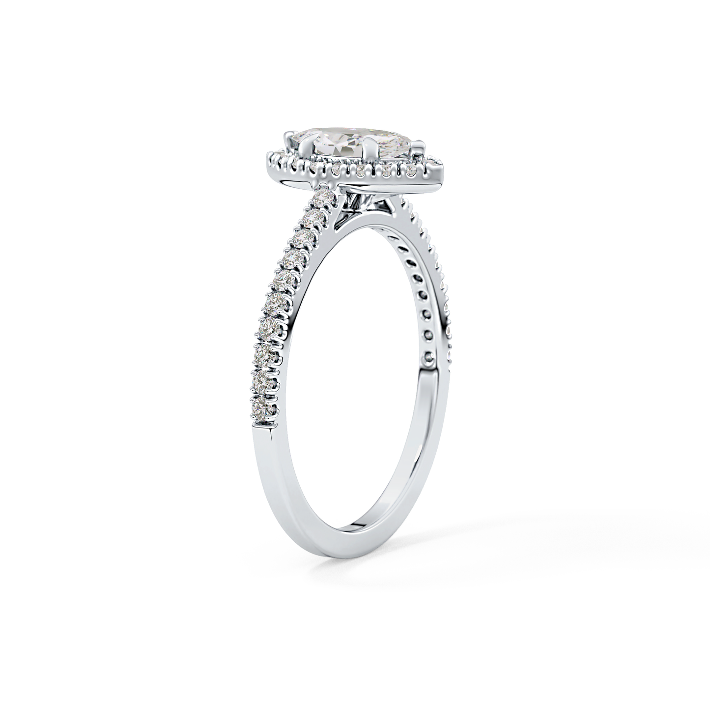 Marquise Halo & Pave Lab Grown Diamond Engagement Ring