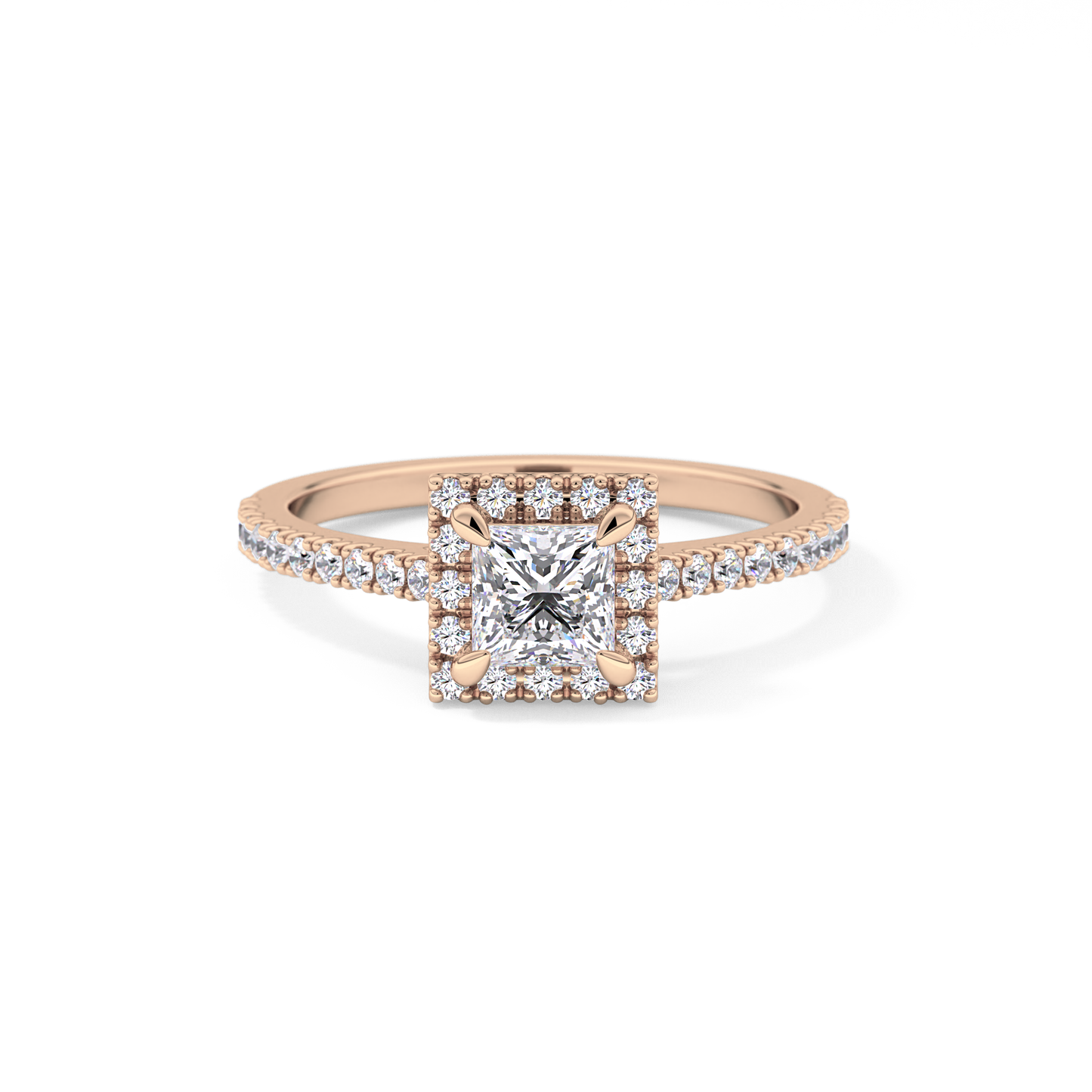Princess Halo & Pave Lab Grown Diamond Engagement Ring