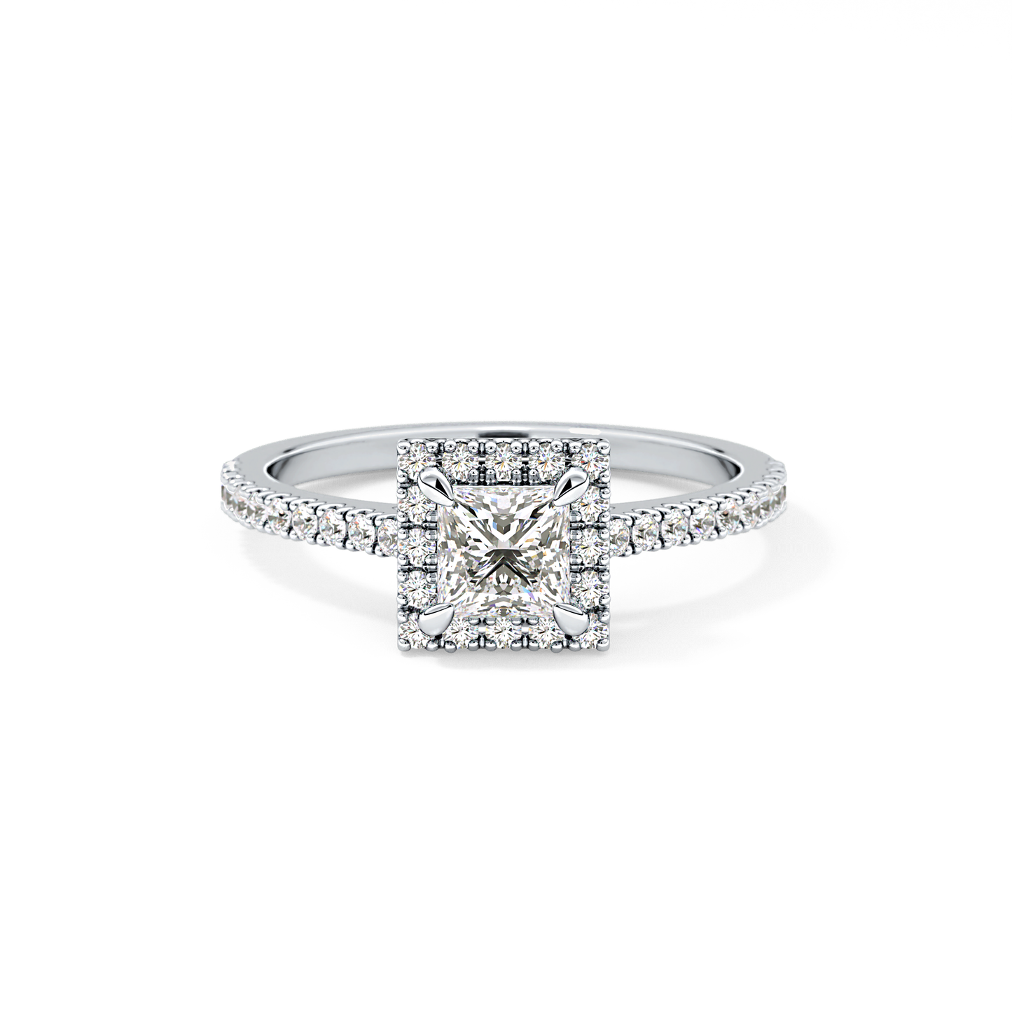 Princess Halo & Pave Lab Grown Diamond Engagement Ring
