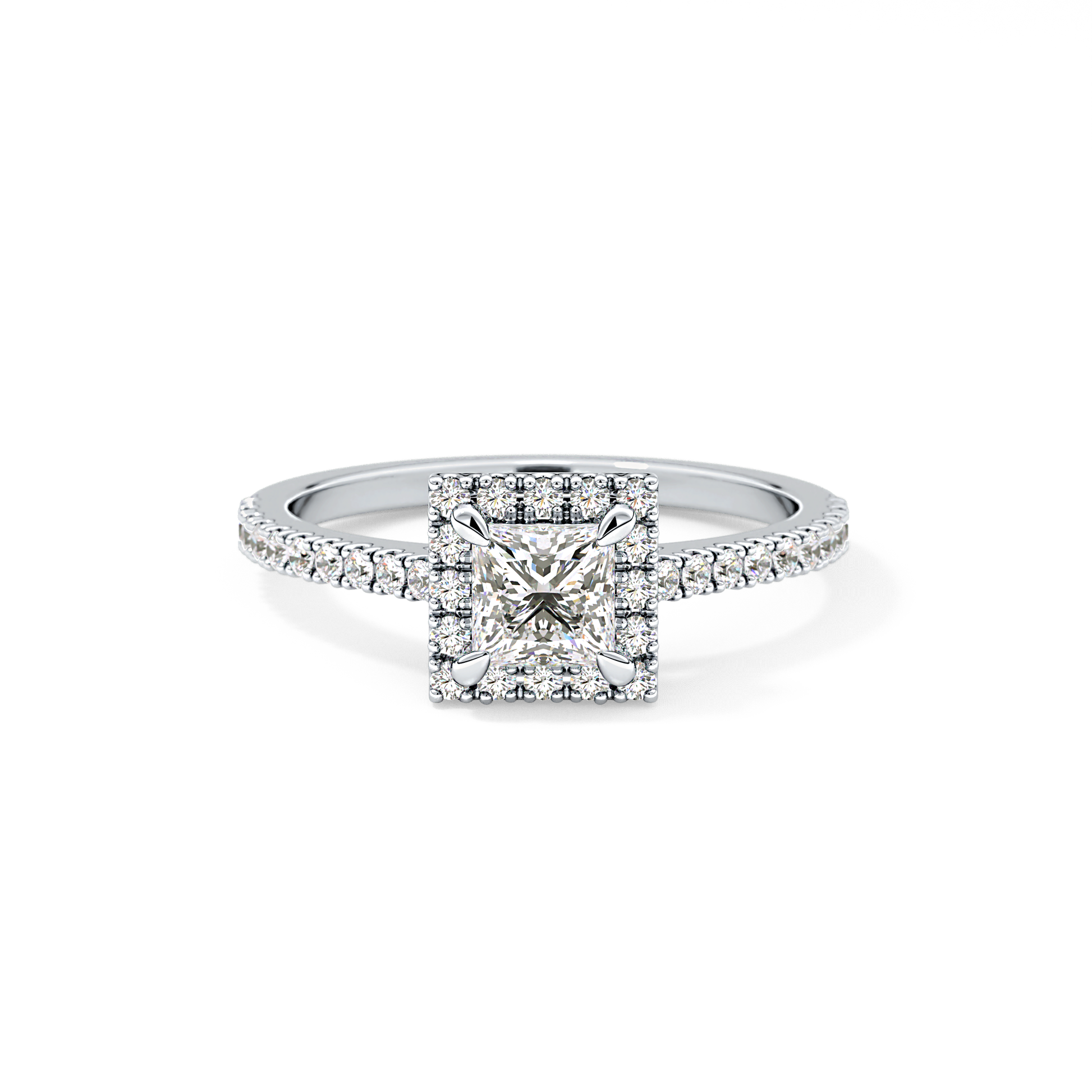 Princess Halo & Pave Lab Grown Diamond Engagement Ring