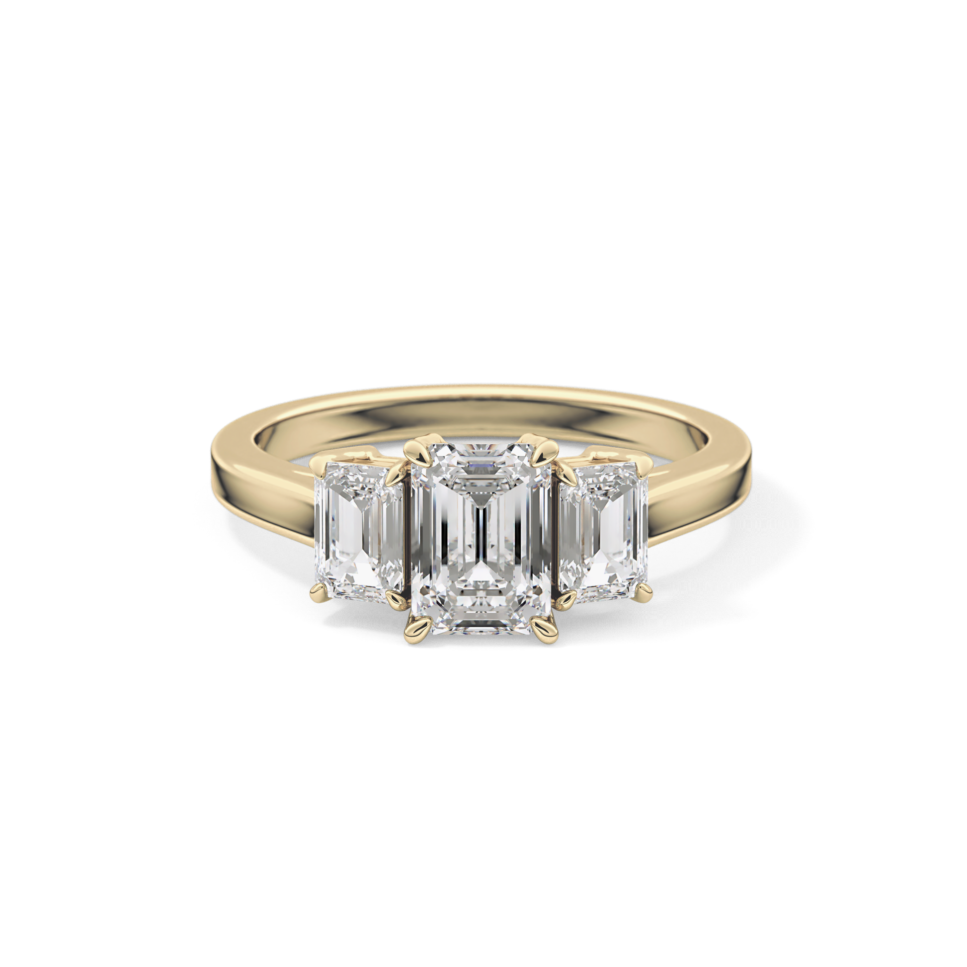 Emerald Threee Stone Lab Grown Diamond Engagement Ring