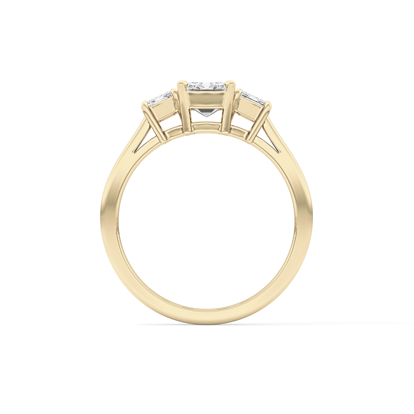 Emerald Threee Stone Lab Grown Diamond Engagement Ring