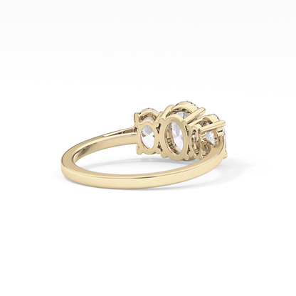 Oval Three Stone Lab Grown Diamond Engagement Ring