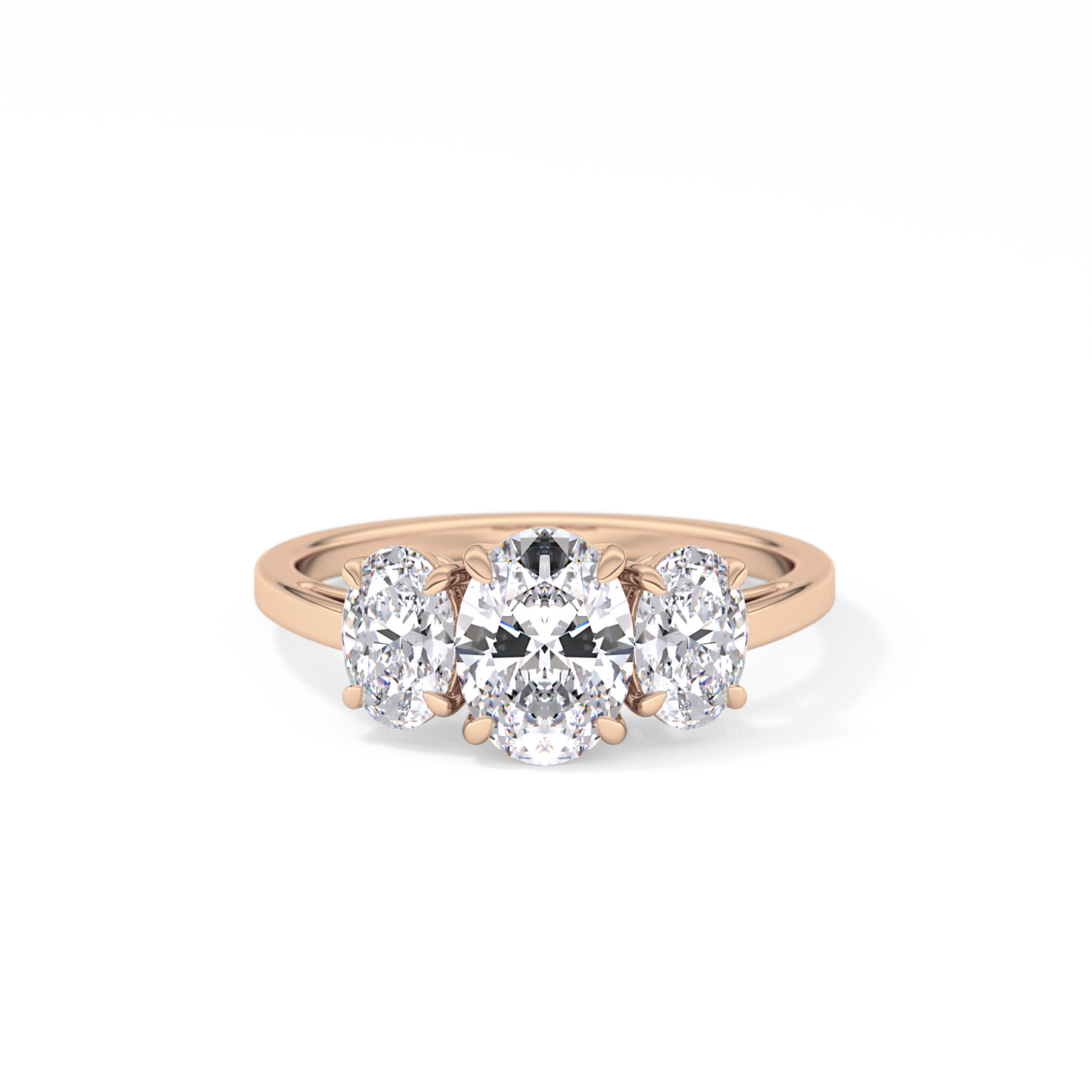 Oval Three Stone Lab Grown Diamond Engagement Ring
