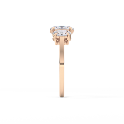 Oval Three Stone Lab Grown Diamond Engagement Ring
