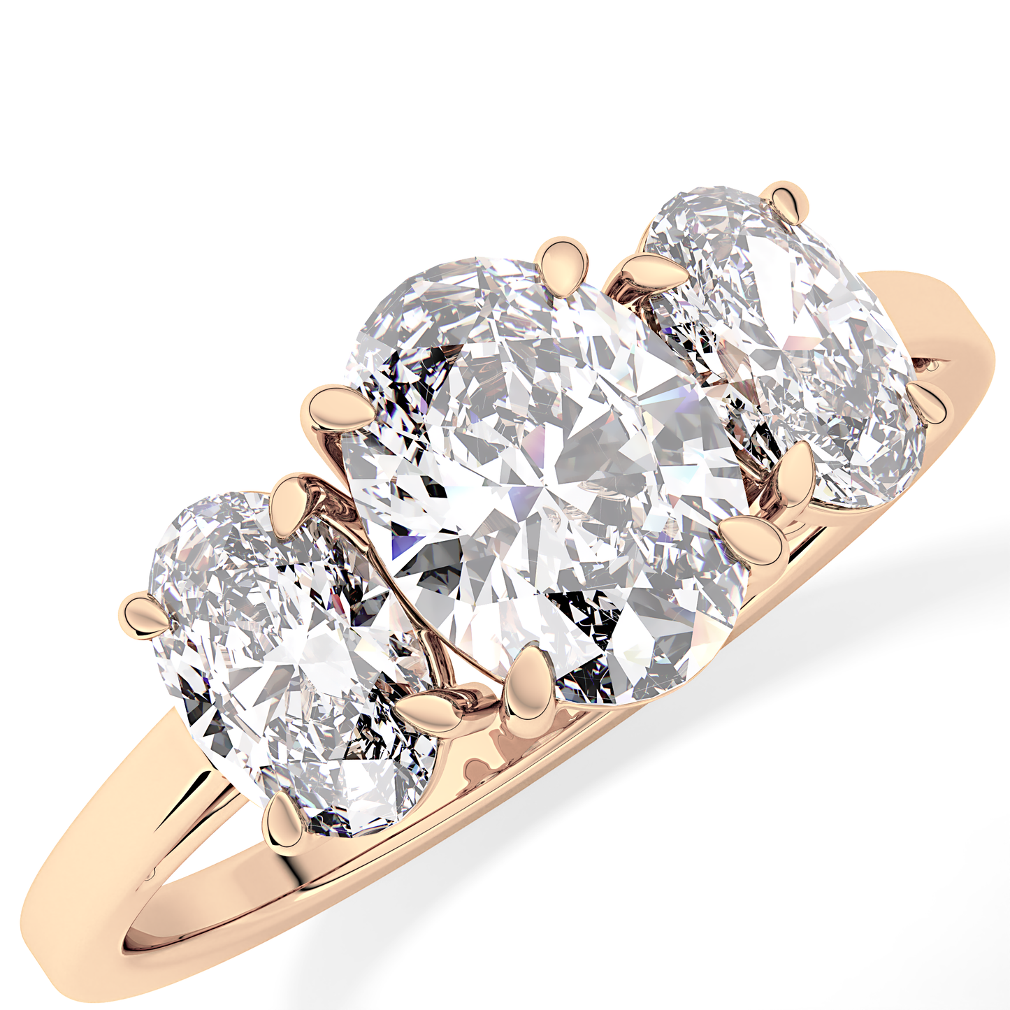 Oval Three Stone Lab Grown Diamond Engagement Ring